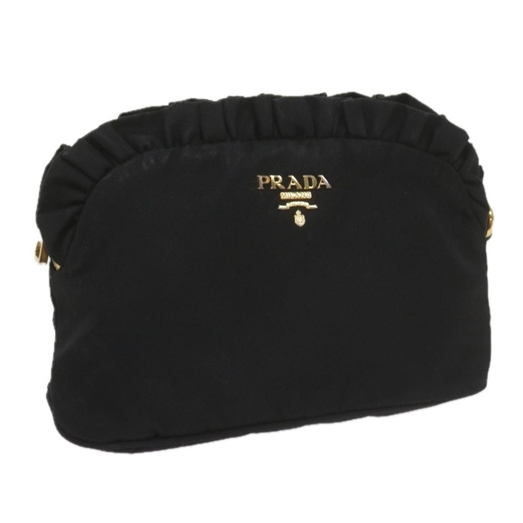 PRADA Pouch Nylon Black Auth yb445 - Picture 1 of 16